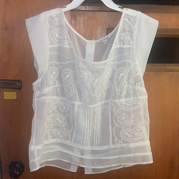 American Eagle Outfitters Tops - American Eagle Outfitters Sheer White Embroidered Blouse